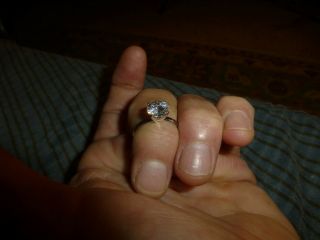 Vintage STERLING SILVER CUT CRYSTAL FAUX DIAMOND ENGAGEMENT RING Size 7 VG 3