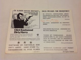 Dirty Harry Clint Eastwood Andrew Robinson Vtg 1971 Danish Movie Press Release