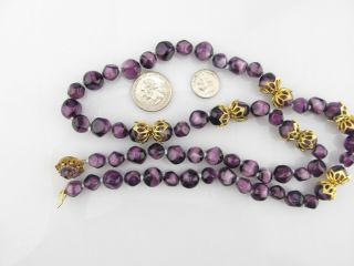 Vintage Miriam Haskell purple glass bead NECKLACE 30 