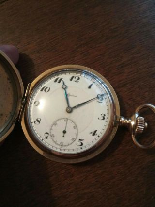 A Lovely Vintage Gold Plated Full Hunter Alpina Pocket Watch