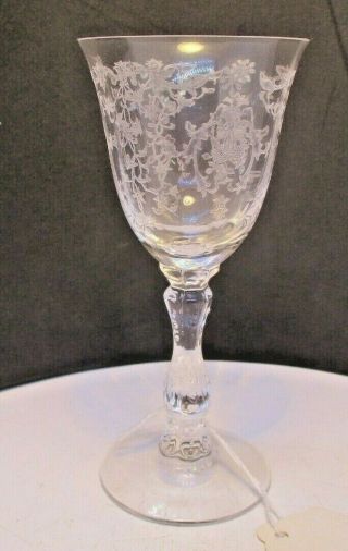Fostoria Navarre Etched Wine Or Cordial Glass Vintage 5.  25 " Tall