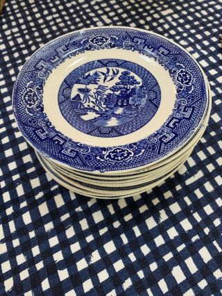Vintage Homer Laughlin Blue Willow Dessert Plates Set Of 11