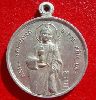 Saint Barbara / Virgin Mary Pray For Us Rare Vintage Religious Medal Pendant