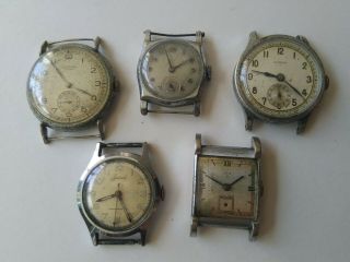 Joblot Military Style 1940s Vintage Gents Watches Spares/repairs Lanco Oris