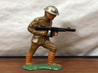 Vintage Manoil Lead Soldier Tommy Gun Thompson Die - Cast Metal Wwi Toy Army Man