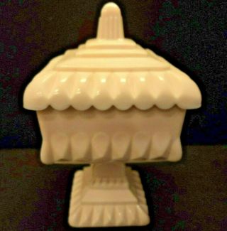 Vtg Jeannette Shell Pink Milk Glass Covered Wedding Box Compote Candy Dish Exc