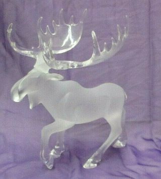 Vtg Large Acrylic Frosted Moose Figure - 2 Of 2 - Elk / Deer