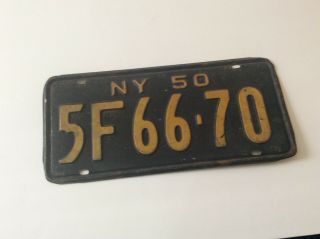 Good Vintage 1950 York State License Plate (5f66 - 70)