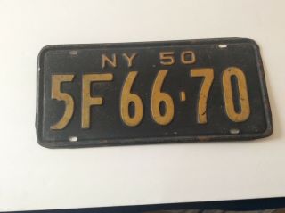 Good Vintage 1950 York State License Plate (5F66 - 70) 3