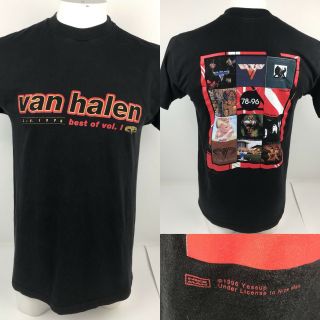 Vtg 90s Van Halen Best Of Vol 1 Promo Black T Shirt 1996 Mens Medium Rock Tee