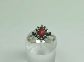 Gorgeous Vintage Studio Crafted Sterling Silver Coral Cocktail Ring Size R