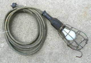 Vintage Daniel Woodhead Wire Cage & Mcgill Industrial Trouble Light W/ 30 