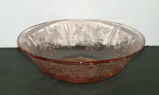 Vintage Pink Depression Glass Bowl Rose Pattern