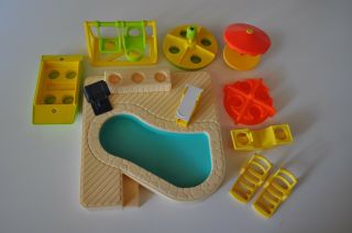 Vintage Fisher Price Little People Swimming Pool And Outdoor Accessories