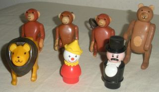 Vintage Fisher Price Little People Circus Train,  Animals,  Ringmaster,  Lion Clown