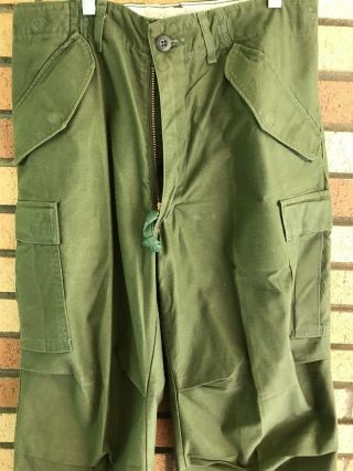 Vintage Sateen Green Army Military Cold Weather Trousers Pants 1972 Size Small