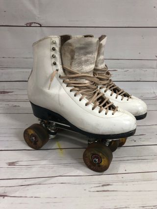 Vintage Atlas 17 Quad Roller Skates With Bones Elite Wheels Rare Size 9