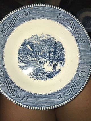 Vintage Currier And Ives 8 1/2” Bowl Set Of Four.  Early Winter