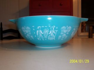 Vintage Pyrex Amish Butterprint Turquoise Large Cinderella 4qt 444 Mixing Bowl