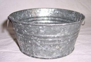 Antique/vintage Miniature Galvanized Metal Washtub Bucket Tub Salesman Sample