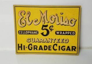 El Moriso Vintage Cigar Paper Sign Advertising C1920