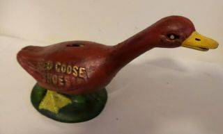 Vintage Hubley Cast Iron Red Goose Shoe Still Bank