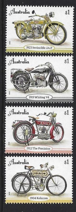 Australia 2018 Vintage Motorcycles Set Of 4 Unmounted,  Mnh