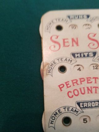 Sen Sen Gum Perpetual Counter Baseball Scorecard Vintage Advertising 5cent 3