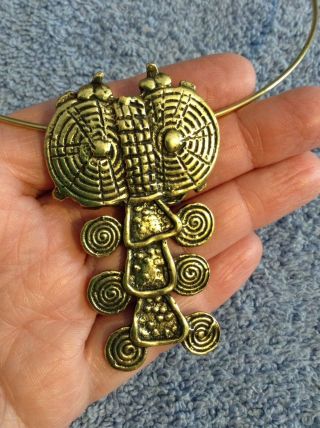 Vintage Alva Museum Replicas Art Necklace Choker Mayan Aztec Tiki Lucky Charm
