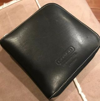 Coach Black Leather Vintage CD,  Disc Holder With Contrast White Stitching 2