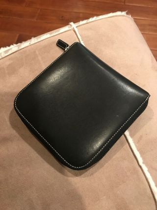 Coach Black Leather Vintage CD,  Disc Holder With Contrast White Stitching 3