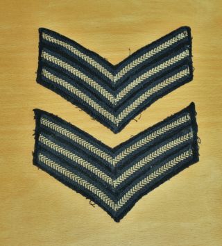 Pair Vintage Named Raf Wwii Sergeant Uniform Stripes / Chevrons