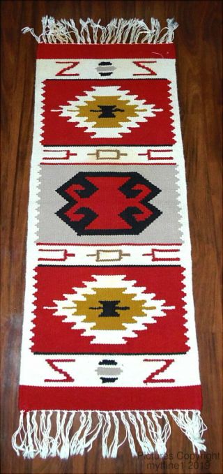 Vintage - Navajo - American Indian Rug / Textile Runner - 17 1/2 " X 42 "