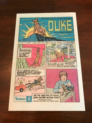1974 Vintage 6.  5x10 Comic Toy Print Ad For Kenner Duke The Action Dog