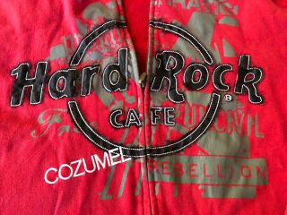 Vintage Hard Rock Cafe Hoodie Sweatshirt Large " Save Planet Cozumel " Red