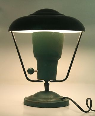 Vintage Metal Mid Century Modern Space Age Flying Saucer Shade Desk Lamp