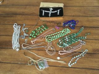 Vintage Retro Costume Jewellery Necklaces & Earings Faux Pearls X 15