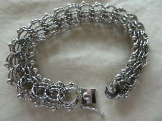 Vtg Sterling Gorgeous 7 3/4 " Charm Bracelet Textured And Beaded Links 27.  6 G