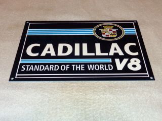 Vintage Cadillac V8 Standard Of The World 12 " Metal Car,  Truck Gasoline Oil Sign