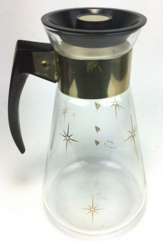 Vintage Corning Coffee Pitcher Starburst Mid Century Modern Atomic Carafe