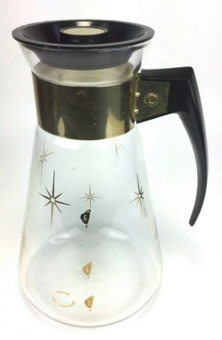 Vintage Corning Coffee Pitcher Starburst Mid Century Modern Atomic Carafe 3
