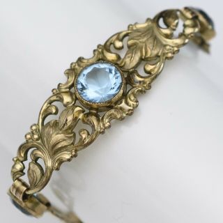 Vintage Art Deco Gold Gilt Filigree Paste Openwork Bracelet