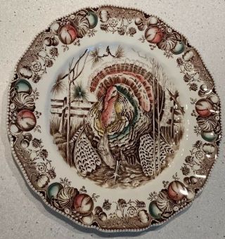 Vintage Johnson Brothers His Majesty Turkey 10.  5 " Transferware Dinner Plate