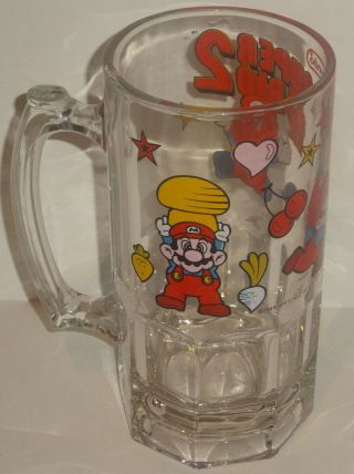 Vintage 1989 Nintendo Mario Bros 2 Glass Beer Mug 3