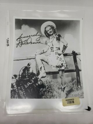 Vintage Signed Dale Evans 8x10 Photo Auto With Certificate Of Authenticity