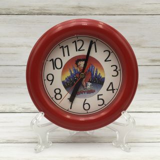 Vintage Betty Boop And Pudgy Plastic Red Wall Clock