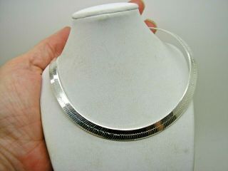 Vintage Sterling Silver High Polish Flat Link Collar Necklace 28 Gms 18 "