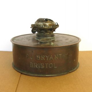 Vtg P.  J.  Bryant Bristol Copper Oil Lamp Base British Antique Industrial Rustic