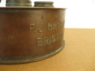 VTG P.  J.  Bryant Bristol Copper Oil Lamp Base British Antique Industrial Rustic 8
