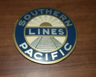 Vintage Southern Pacific Lines Porcelain Railroad Plaque Sign Made In Usa L@@k